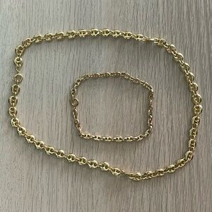 Golden chain and bracelet set